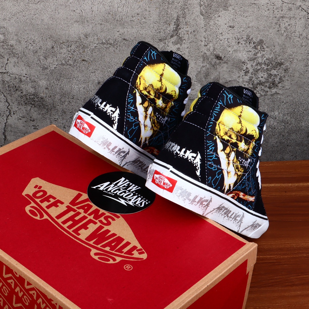 Album Ảnh 30Th Anniversary Sk8 Hi Màu Trắng Đen DT Sepatu Thương Hiệu PUTIH HITAM Vans X Metallica