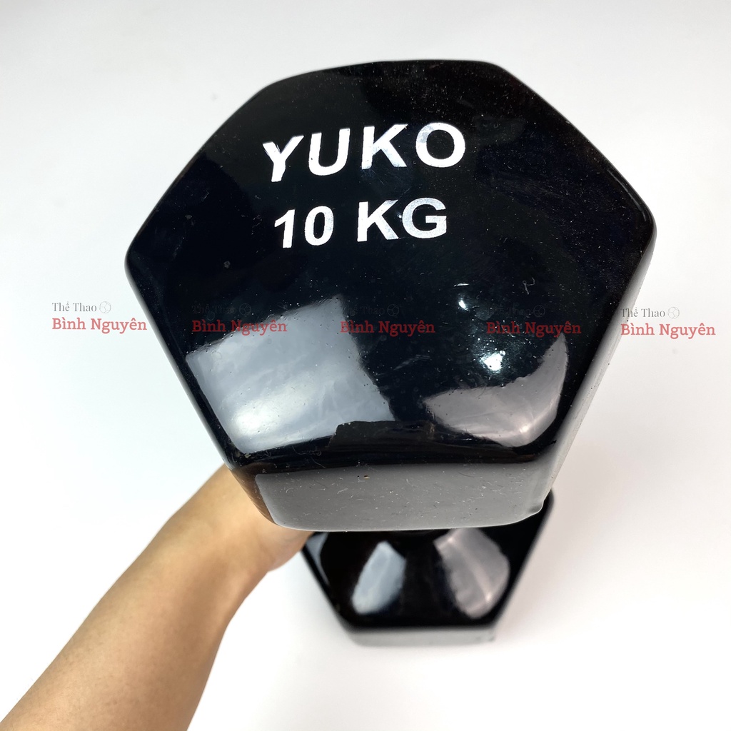 Tạ tay 8kg 10kg Yuko lõi gang đặc bọc cao su bền bỉ nhỏ gọn tập gym thể hình chống trơn trượt, xước vỡ sàn
