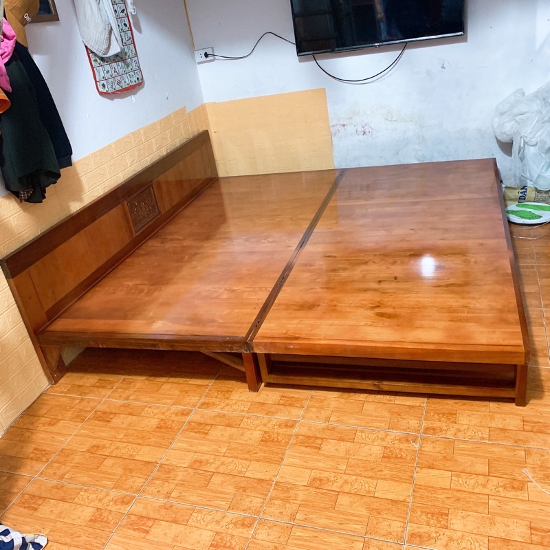 Giường gỗ gấp thành ghế tiện lợi gỗ quế