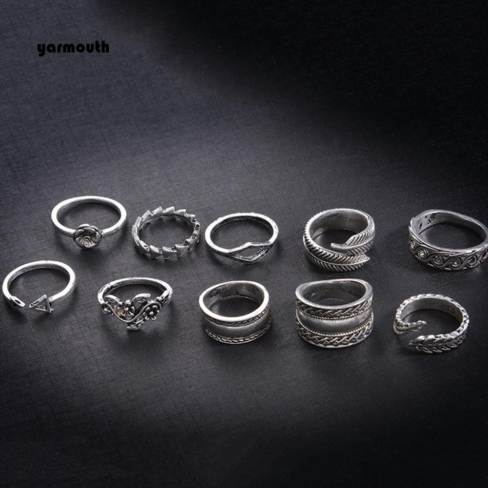 Set 9 Nhẫn Đeo Khớp Ngón Tay Vintage Cho Nữ