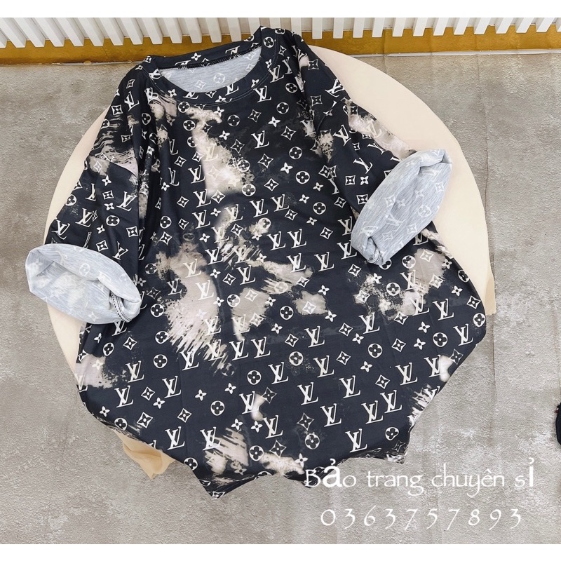 Áo Phông Loang LV Unisex Tay Lỡ Cổ Tròn Form Rộng Nam Nữ Freesize- Áo Thun Mặc Nhà Đi Chơi Basic Năng Động Trẻ Trung