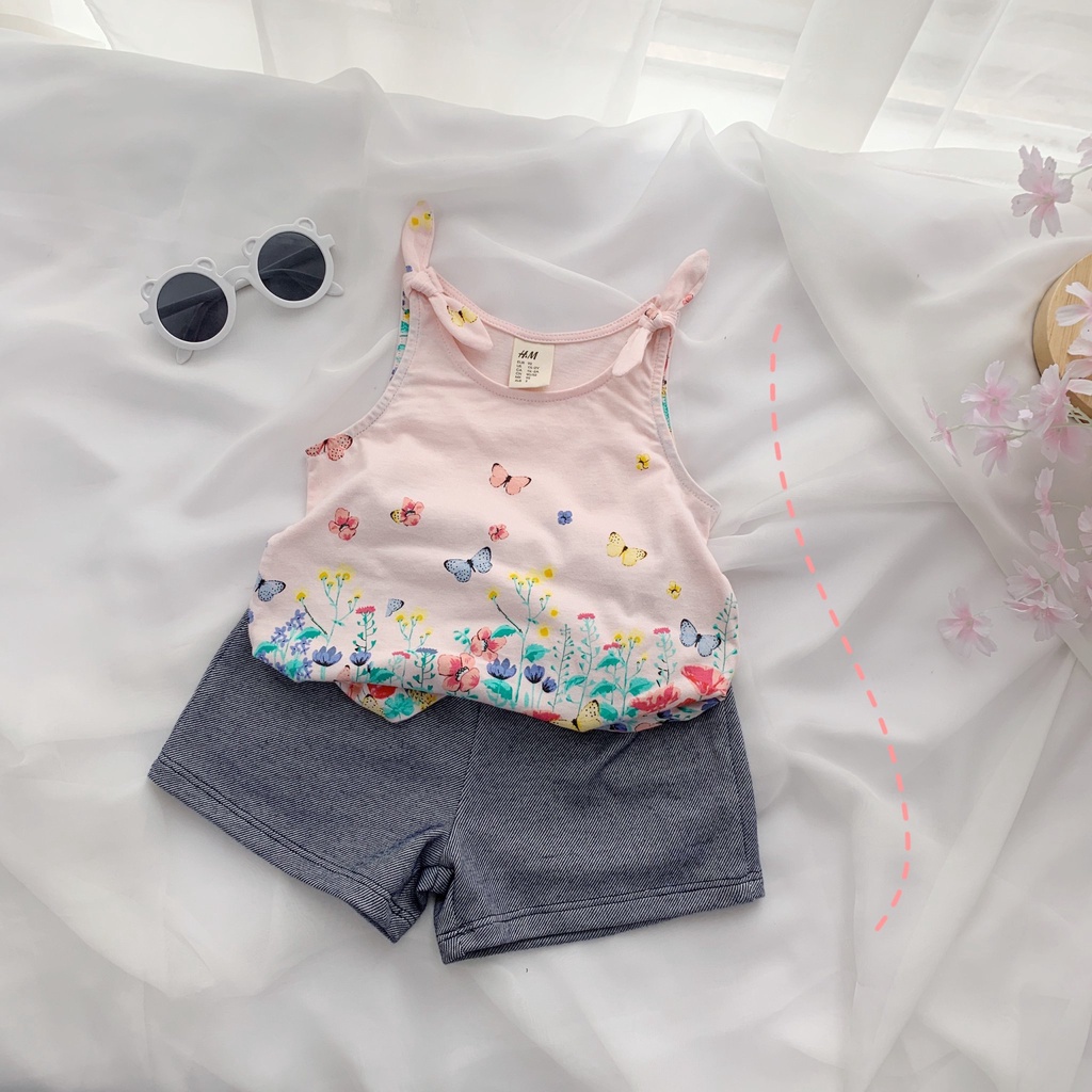 Set áo 2 dây bé gái xinh xắn, đồ bộ bé gái mùa hè mềm mát