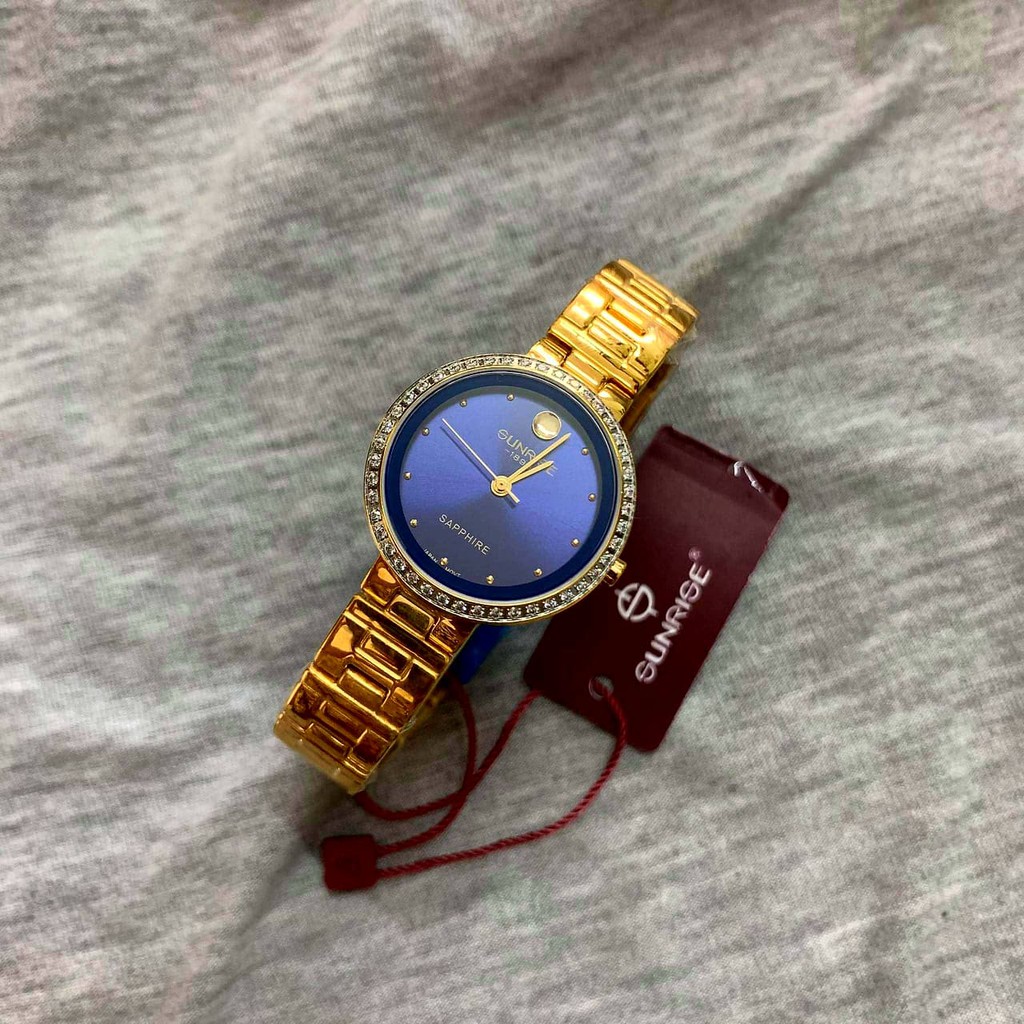 Đồng hồ Sunrise Nữ L9949AA-G-X Viềng đá Swa sang trọng - kính saphire chống trầy - b