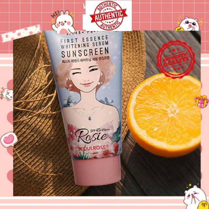 [Mã giảm giá tích lũy] Kem Chống Nắng Seoul Rose Rosie First Essence Whitening Serum Sunscreen SPF45 PA+++