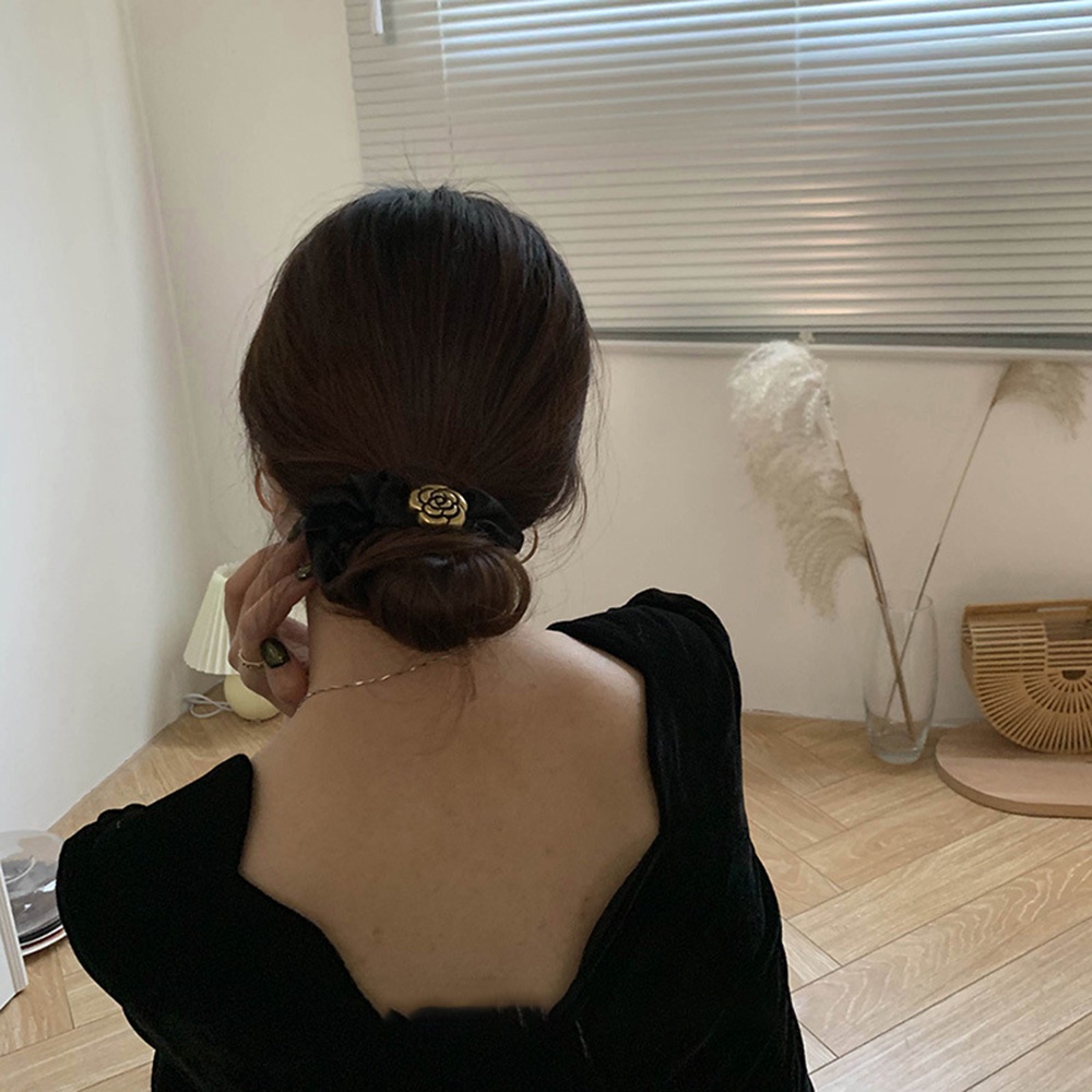 Dây Buộc Tóc Ruy Băng Đính Hoa Trà Đồng Thời Trang Nữ Tính