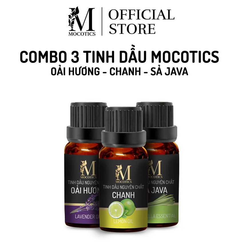 Tinh dầu thiên nhiên xông phòng, đuổi muỗi Mocotics: oải hương + sả java + chanh dung tích 10ml/lọ