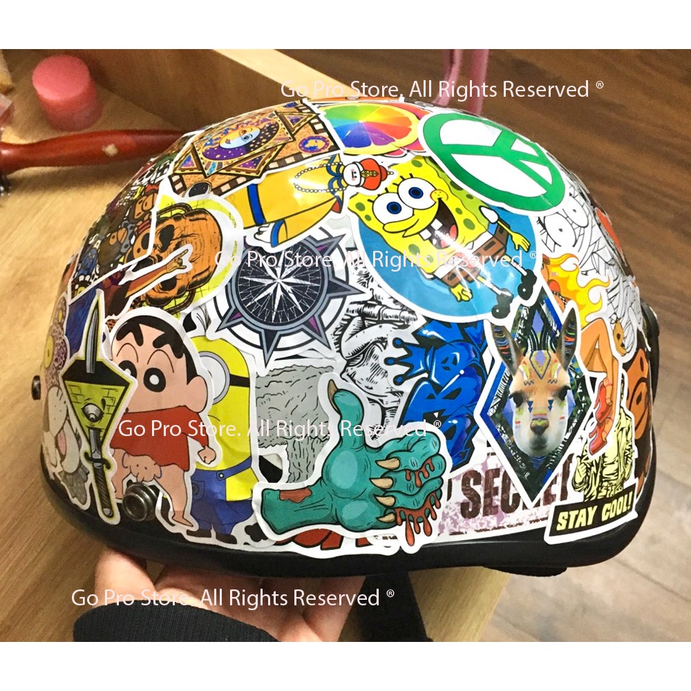 Sticker Dán Mũ Bảo Hiểm, Lapop, Ô tô, Xe Máy - HÌNH NGẪU NHIÊN