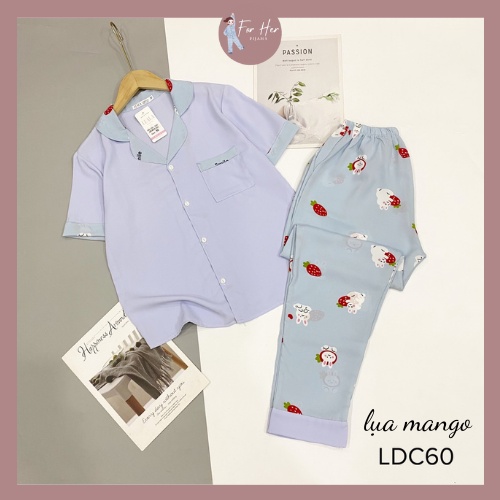 Đồ bộ mặc nhà Pijama lụa Pizama Mango Cộc Dài Hàng Cao Cấp