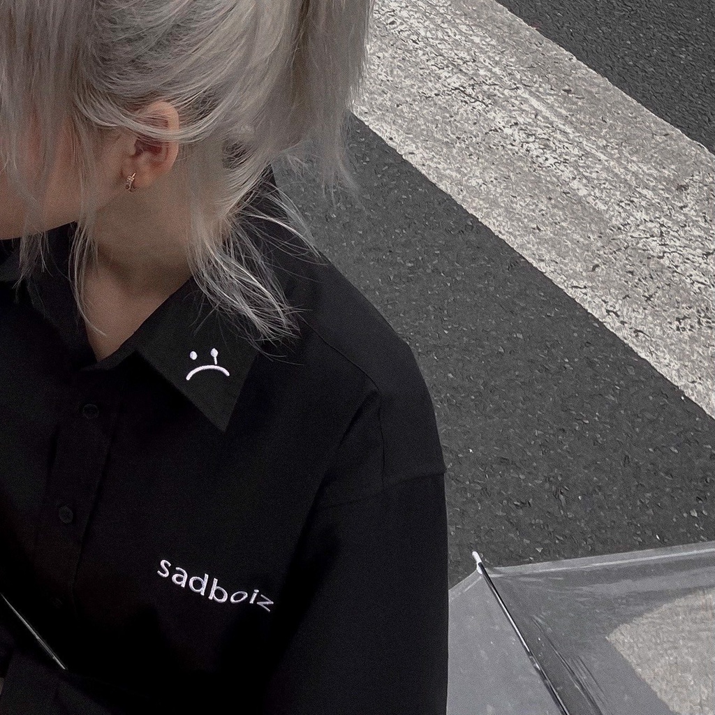 Áo sơ mi SAD BOIZ SIGNATURE OVERSIZED SHIRT - BLACK