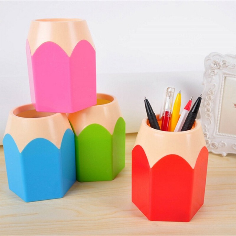Plastic Removable Students Pencil Shape Dual-Use Pen Holder