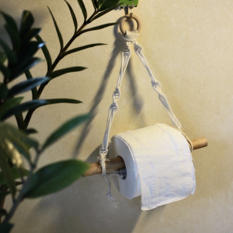 Giá treo cuộn giấy vệ sinh trang trí từ sợi dây thừng cotton bện thủ công