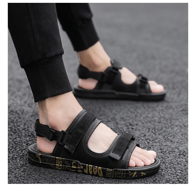 Giầy Sandal Nam Nữ Đế Chữ - quai hậu nam nữ học sinh quai ngang đen funll