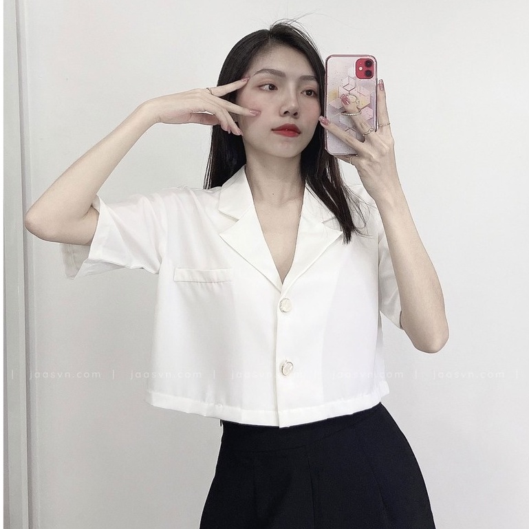 Áo vest croptop nữ tay ngắn chất lụa Ý mịn mát | BigBuy360 - bigbuy360.vn