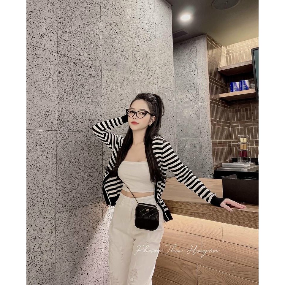 Áo khoác len viền khóa cá tính