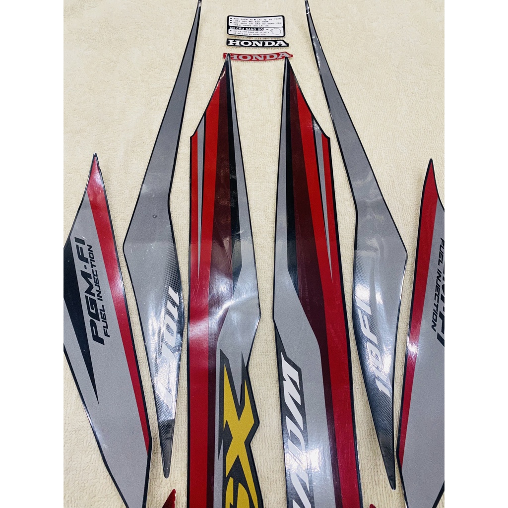 Bộ tem 3 lớp decal dán xe máy honda rsx 110 fi đời 2014 màu đỏ đen siêu đẹp