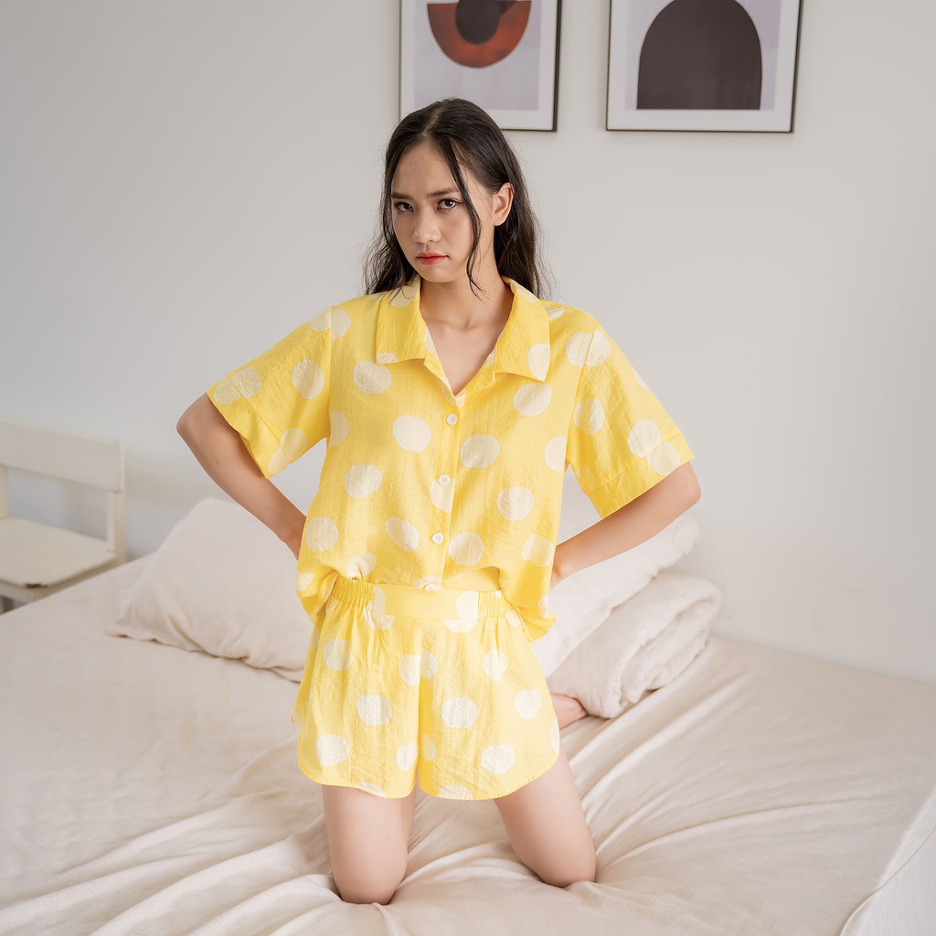 Bộ đồ ngủ nữ chấm bi Pijama mặc nhà thiết kế TK FASHION BD04