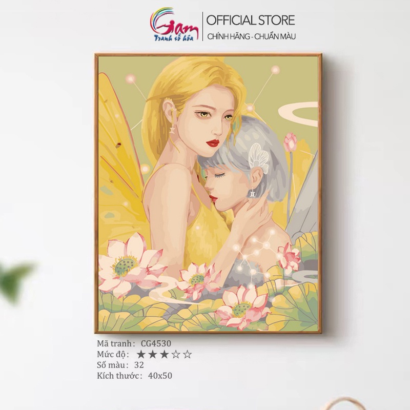 Tranh tô màu theo số cung hoàng đạo Song Tử GAM nâng cấp lọ màu to 5ml kèm 2 bộ cọ CG4530