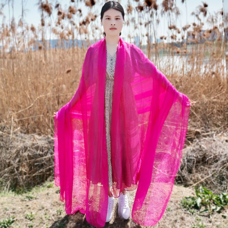 Khăn Choàng Dài Chống Nắng Bằng Vải Voan Màu Trắng Trơn Thời Trang Đi Biển Mùa Hè Dành Cho Nữ