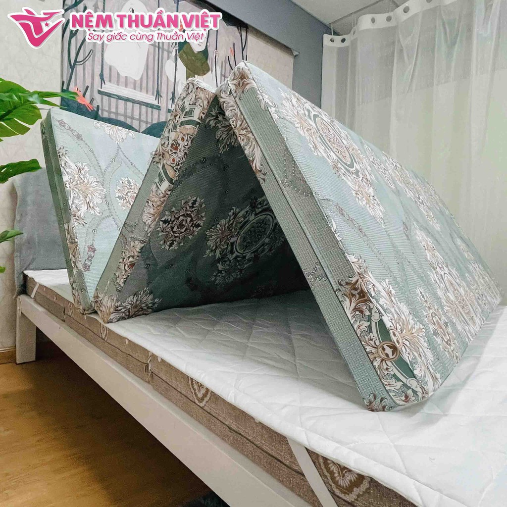 (180x200x9cm) Nệm Bông Ép Thuần Việt Nano - Áo nệm làm bằng vải 3D siêu bền, không giãn