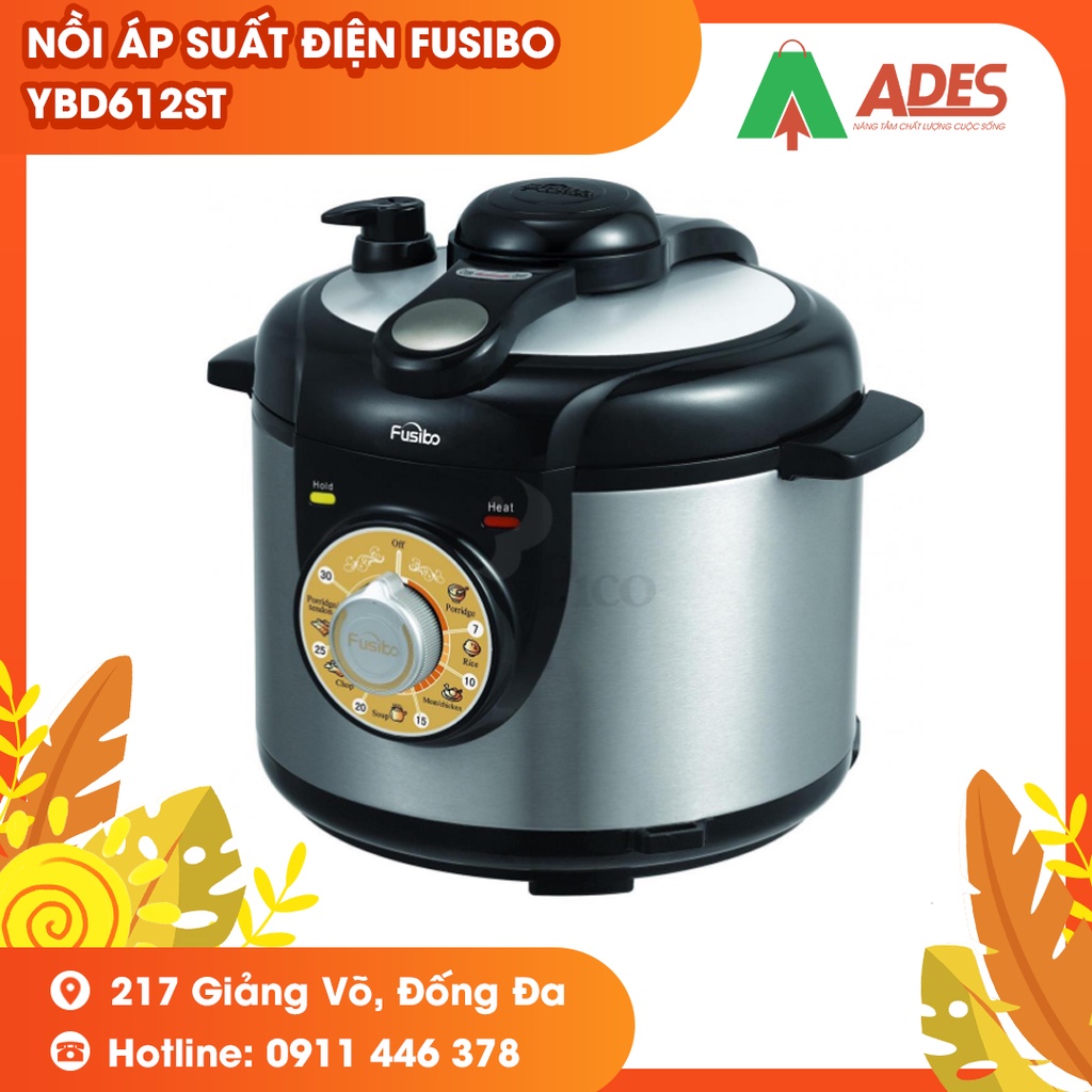 Nồi áp suất điện FUSIBO YBD612ST - Công suất LỚN 1000W - NEW HOT 2022 - Bảo hành Chính hãng 12 Tháng