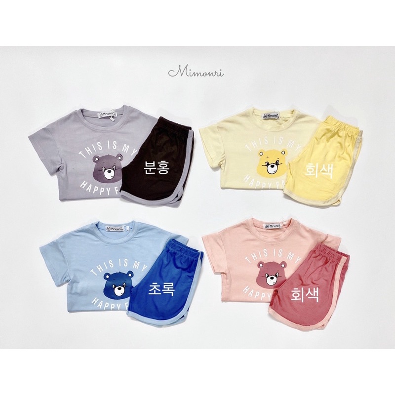 Bộ quần áo cộc tay Gấu Mimonri (chất thun lạnh) siêu mát cho bé