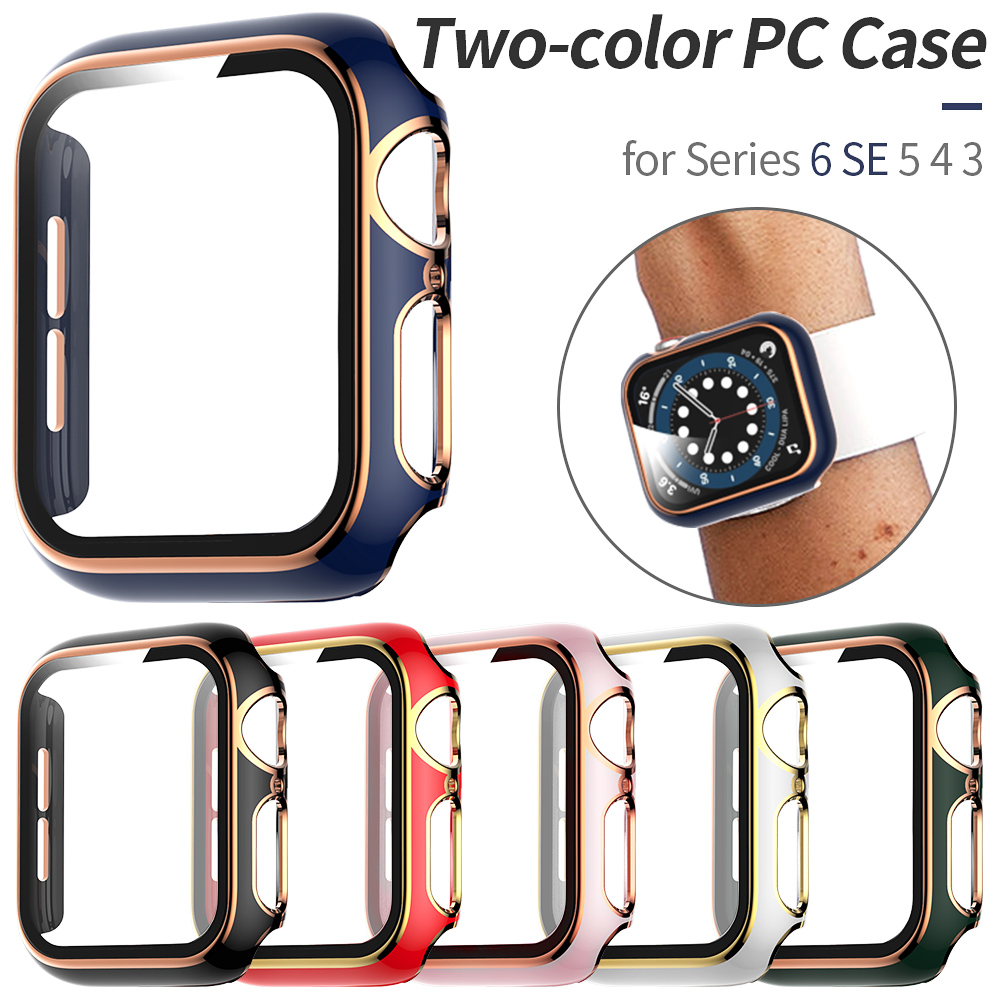 Vỏ bảo vệ màn hình cho Apple Watch Case Cover 44mm 40mm 42mm 38mm, Bảo vệ toàn diện Lớp phủ kính cường lực cho iwatch SE 6 5 4 3 2 1