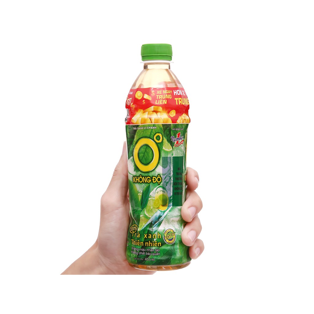 Lốc 6 Chai Trà xanh Không Độ vị chanh 455ml