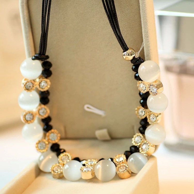 Vòng cổ mặt đá opal tròn thời trang cho nữ
