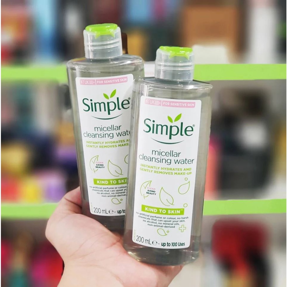 Nước Tẩy Trang Simple Micellar 200ml - Hàng Chính Hãng Làm Sạch Trang Điểm Vượt Trội