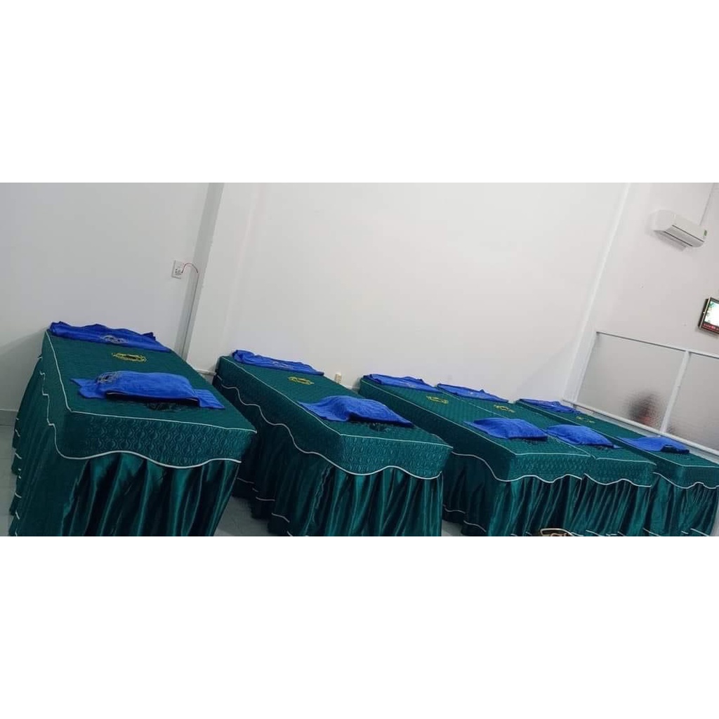 CẢ BỘ Ga giường phi lụa trần bông cao cấp cho spa, salon gồm CHĂN - GA - GỐI