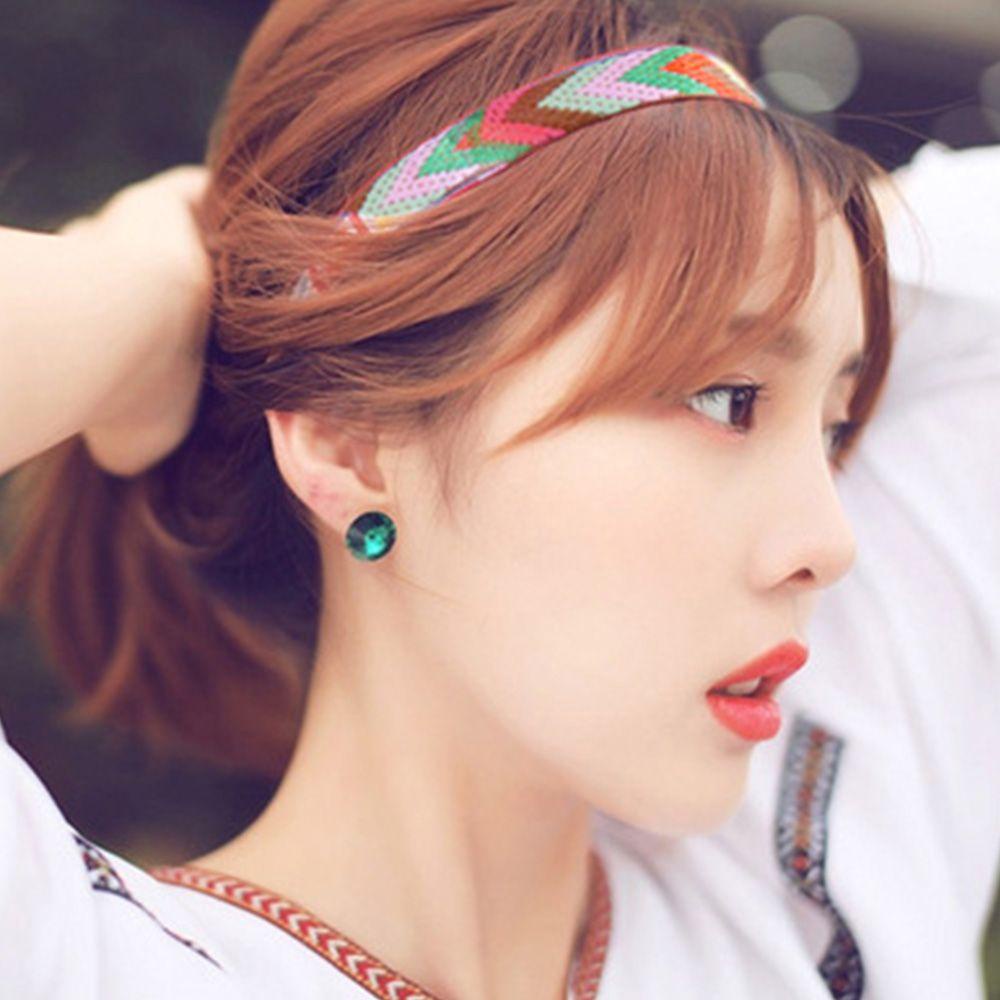 Băng Đô Bện Dây Cao Su Họa Tiết Thêu Phong Cách Dân Tộc Thời Trang