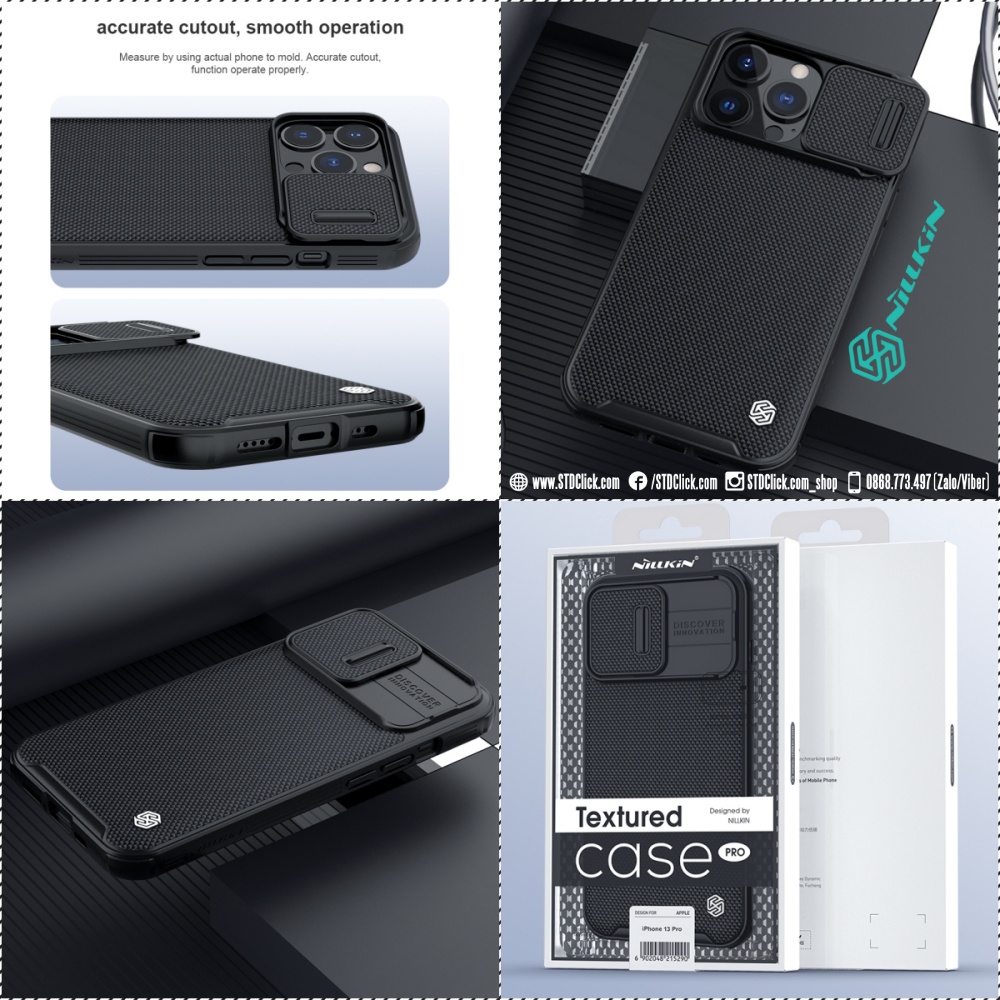 ỐP LƯNG IPHONE 13 PRO NILLKIN TEXTURED PRO NYLON FIBER BẢO VỆ CAMERA CHÍNH HÃNG