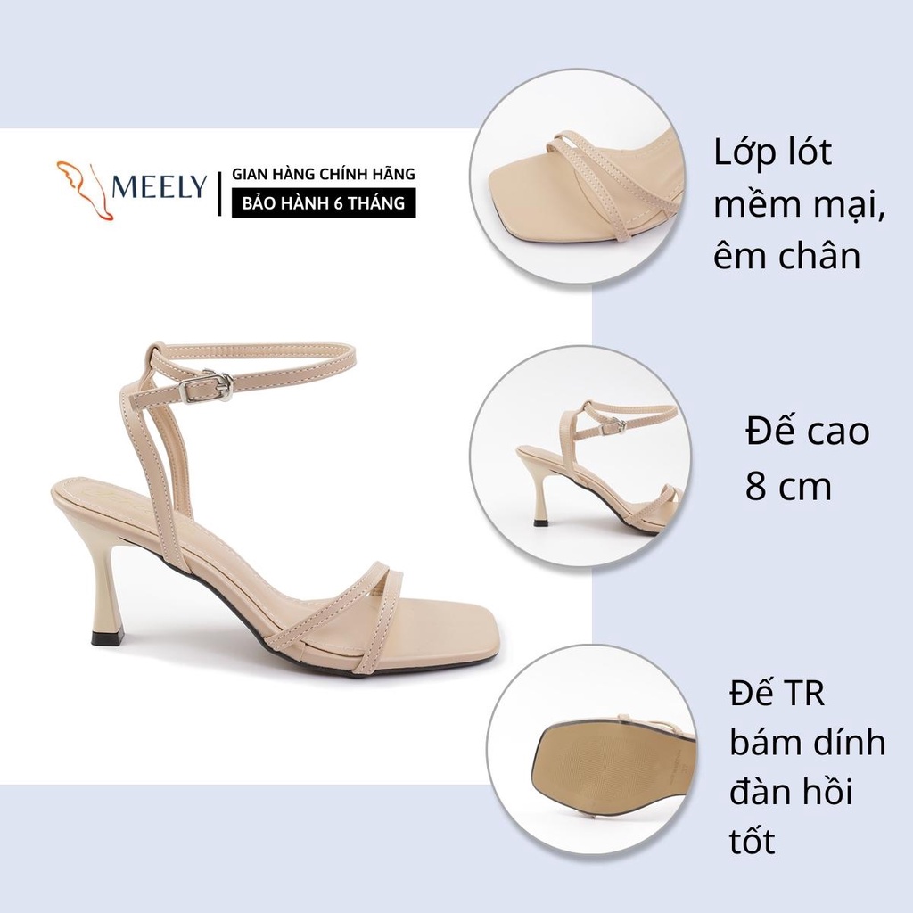 Giày Sandal Cao Gót Nữ 8P Mix Nhiều Màu Hở Gót Gót 8cm MEELY - P388