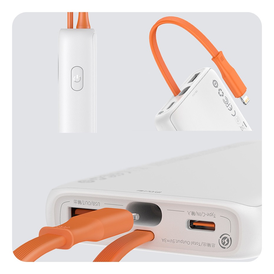 🔥Pin sạc dự phòng kèm cáp Baseus Quick Charge 10000/20000mAh 20W màu trắng tinh khôi,sang trọng bảo hành 12 tháng