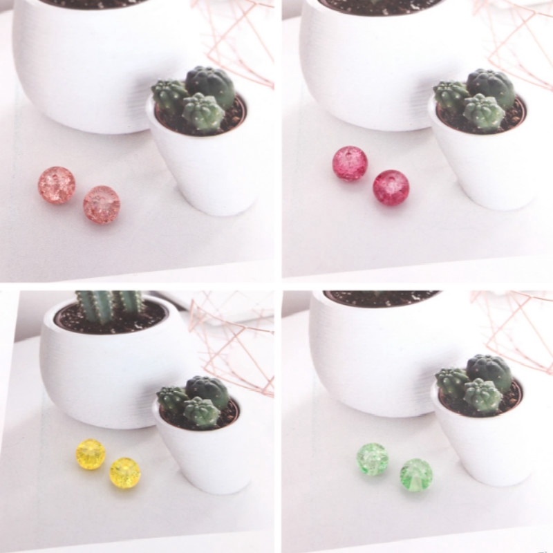 Set 100 Hạt Thủy Tinh Tròn 8mm Làm Trang Sức