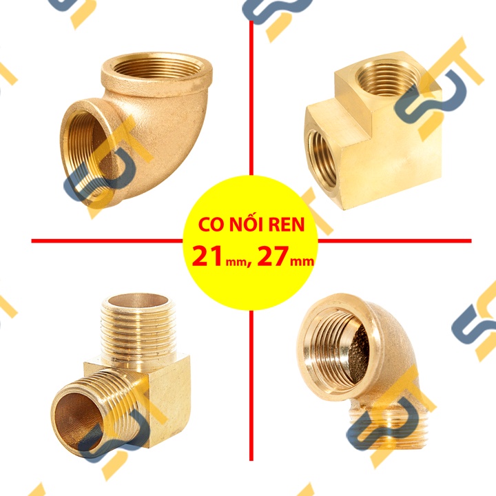 [CO NỐI REN] Co ren trong co điếu co ren ngoài khớp nối ren Đồng thau bước ren BSP hệ G Cong &amp; Cút 90 độ