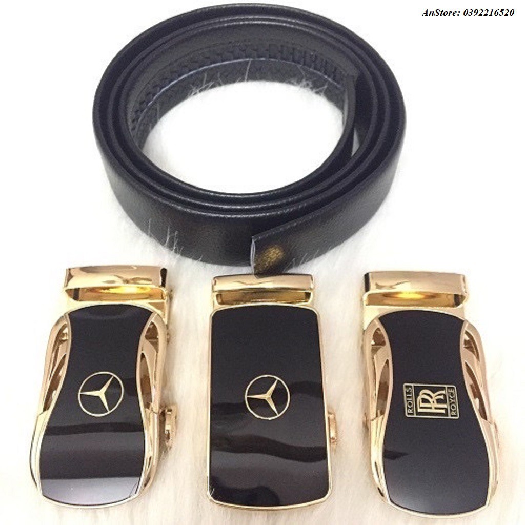 Thắt Lưng Da Nam Da Bò 100% Chính Hãng Mercedes, Dây Nịt Nam Cao Cấp Khóa Tự Động Mạ Vàng Gu Nam Tính CK-9369