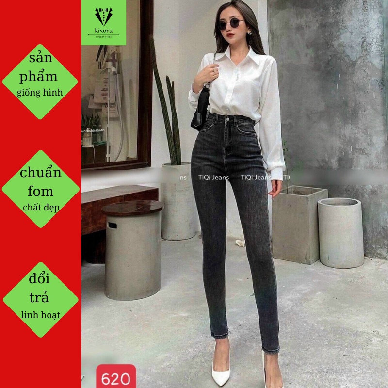 Quần Jean Nữ Lưng Cao Tôn Dáng Quần Bo Skinny Có Nhiều Màu KIXONA Jeans 620