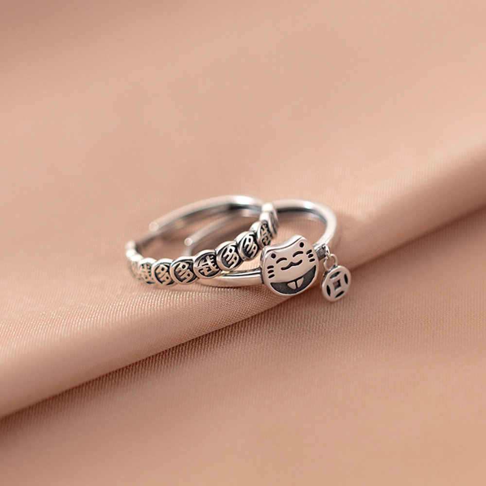 Nhẫn Đeo Tay Hình Mèo May Mắn Đính Ngọc Trai Thời Trang