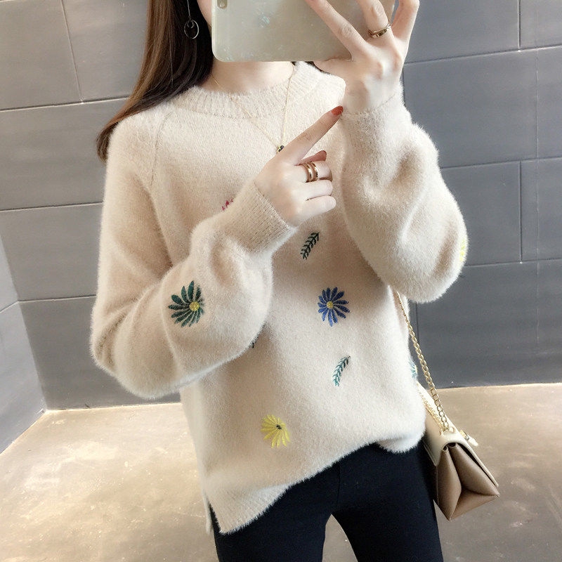 ¤Plush sweater Female 2018 new Korean version autumn and winter thickening loose fashion imitation mink velvet bottom