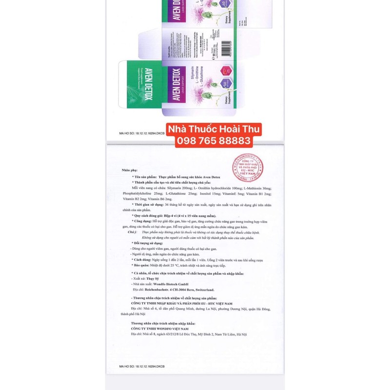 Viên mát Gan AVEN DETOX hộp 60 viên - Chĩnh hãng Thuỵ Sỹ