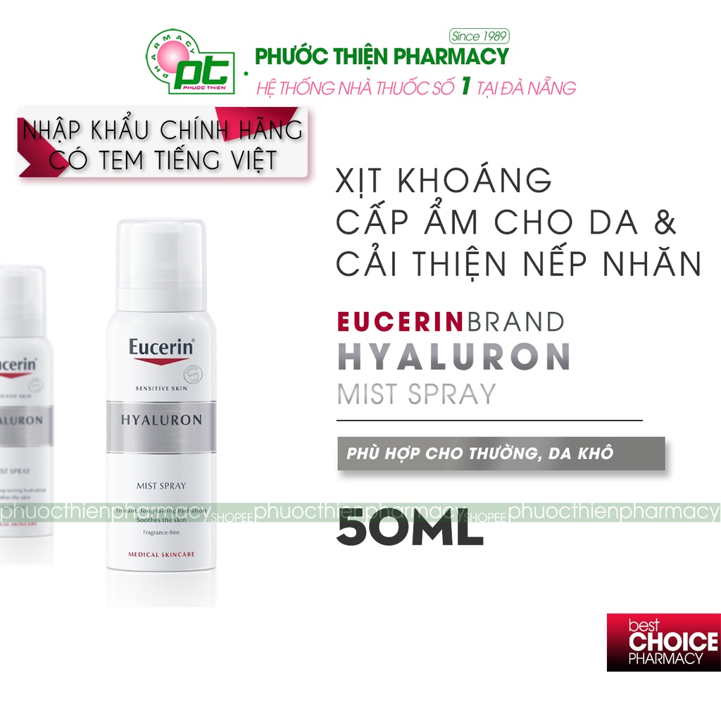 [COMBO] Xịt Khoáng Dưỡng Ẩm Eucerin Hyaluron Mist Spray