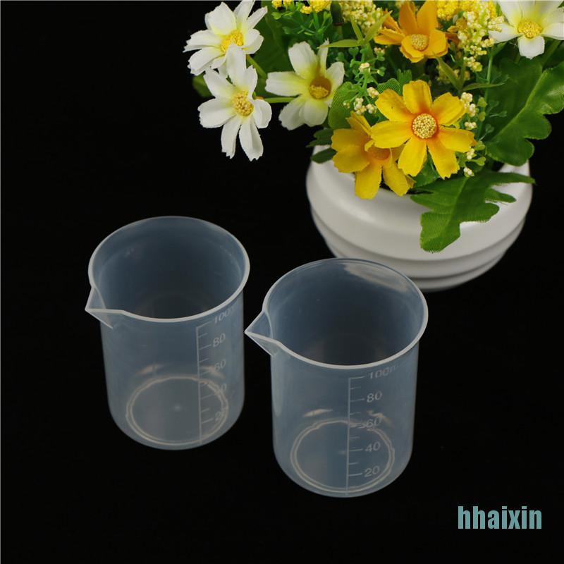 Set 2 cốc nhựa đong 100ml trong suốt tiện dụng cho phòng thí nghiệm