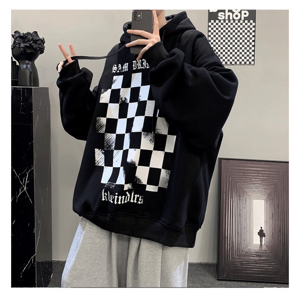 Áo Hoodie ,Áo Nỉ Bông In Họa Tiết Ô Vuông Caro Trước Ngực From Rộng Phong Cách Hàn quốc 2021 | BigBuy360 - bigbuy360.vn
