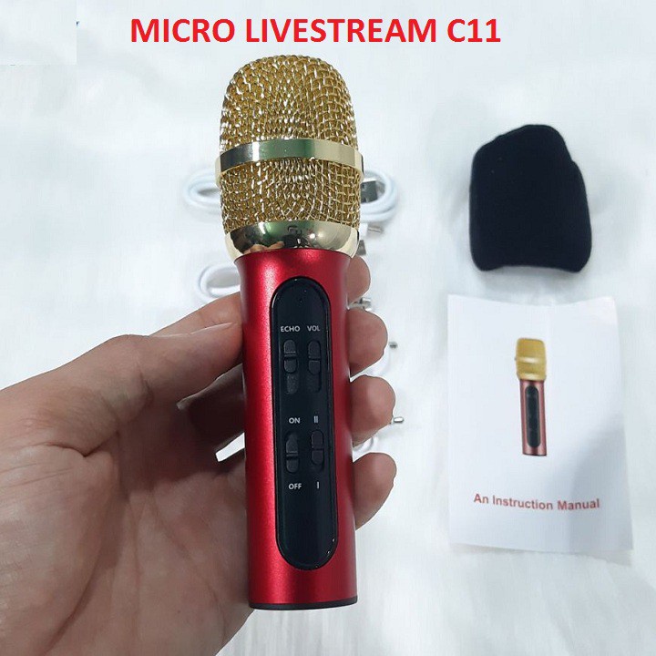 [𝑩𝒂̉𝒏 𝑵𝒂̂𝒏𝒈 𝑪𝒂̂́𝒑] Micro karaoke thu âm livestream C11 kèm clip test - Hàng Xịn Không Lỗi