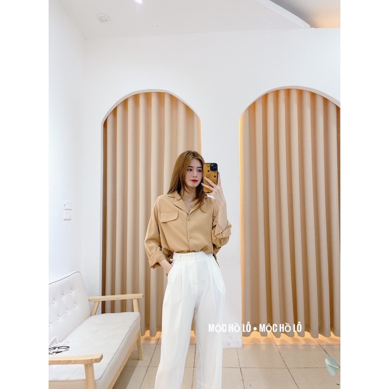 Sơ mi cổ vest chất lụa dày vải không nhăn ( ảnh thật tự chụp ) | BigBuy360 - bigbuy360.vn