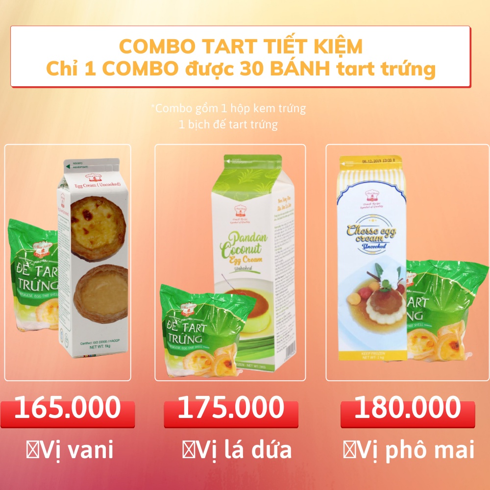 Tart trứng combo, bánh tart trứng đủ vị