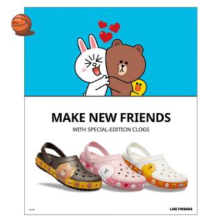 LINE FRIENDS Dép Crocs Đục Lỗ Hình Gấu / Thỏ Dễ Thương Cho Cặp Đôi