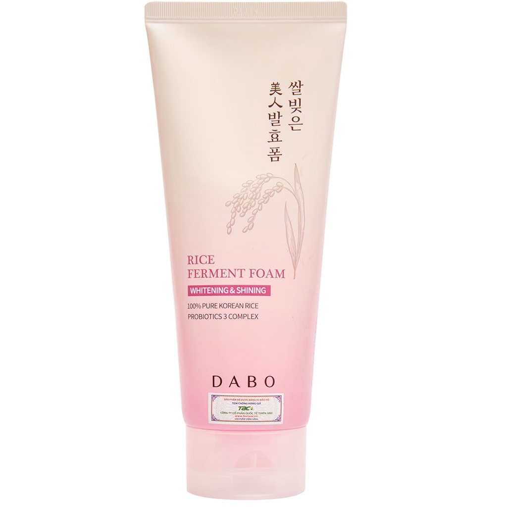 Sữa rửa mặt nam tinh chất gạo trắng da, loại bỏ mụn, bã nhờn DABO Ferment Foam 180ml/Hộp