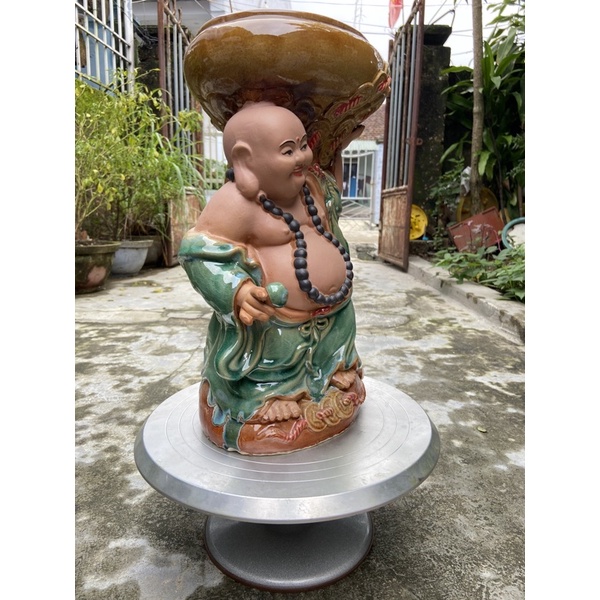 Chậu tượng di lạc nâng ang men ngọc và men rạng